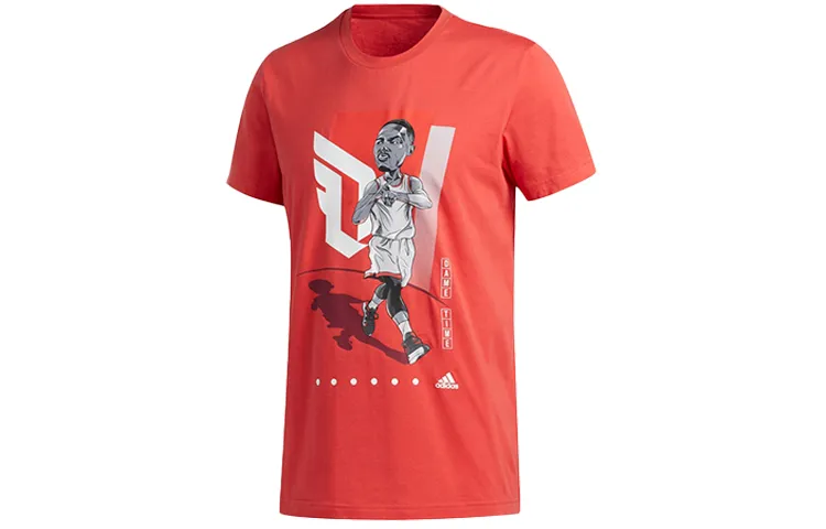 Adidas T-Shirts Men's Honor Red Crew Neck Moderate Straight Fit