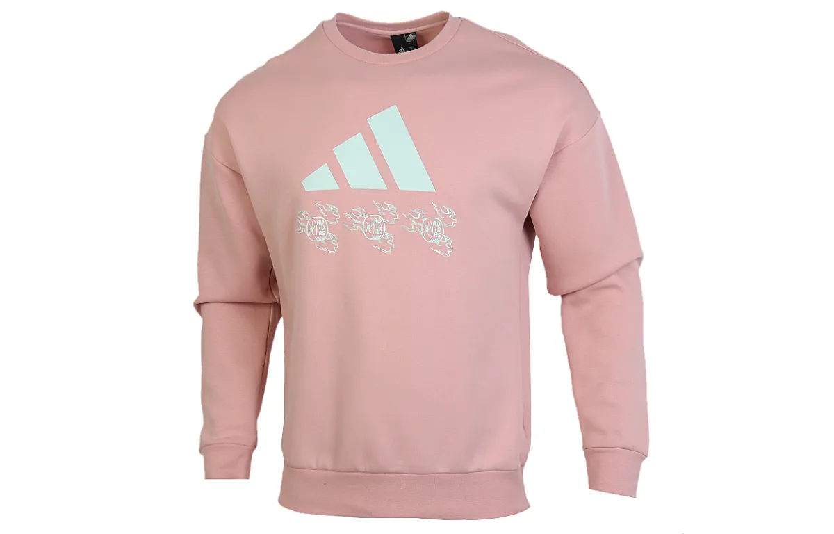 Adidas Sweatshirts Men's Pink Crew Neck Moderate Regular
