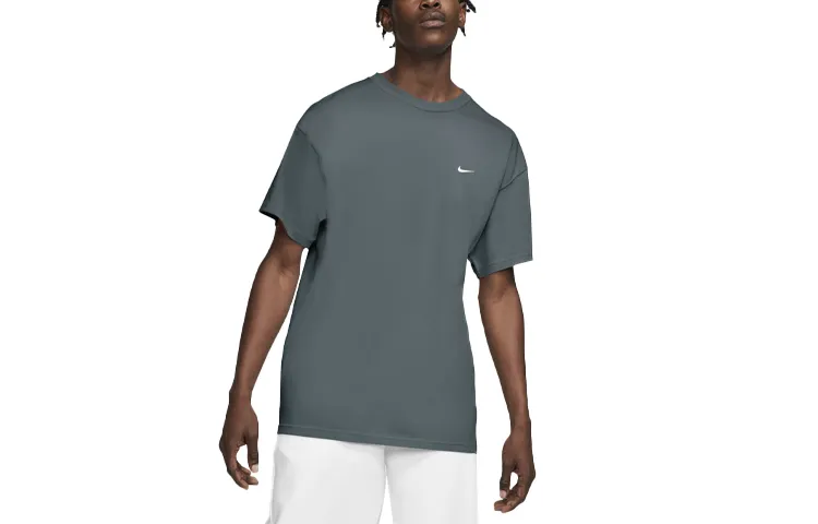 Nike T-Shirts Men's Gray Blue Crew Neck Moderate Straight Fit