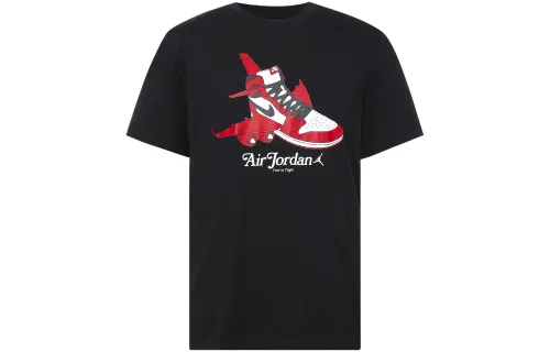 Jordan T Shirts Men's Black Crew Neck Moderate Straight Fit
