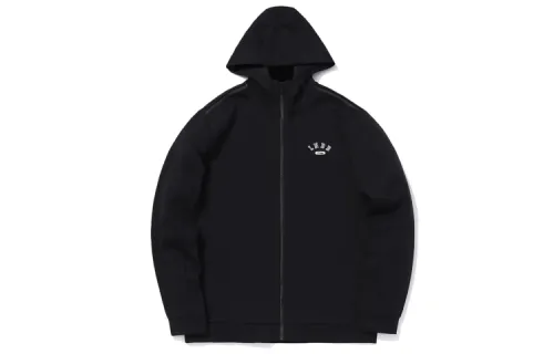 Li Ning Sports Basketball Collection Sweatshirts Men's New Standard Black Hooded Moderate Cardigan