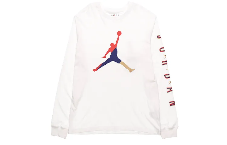 Jordan T Shirts Men's White Crew Neck Moderate Straight Fit