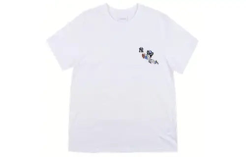 MLB New York Yankees Cartoon Series cartoon series embroidered puppy casual T-shirt, same style for men and women, white