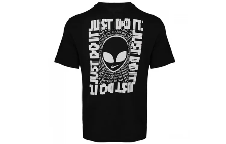 Nike T-Shirts Men's Black Crew Neck Moderate Straight Fit