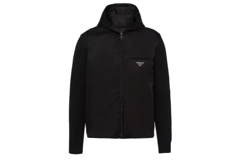 PRADA Sweatshirts Men's Black Hooded Moderate Regular