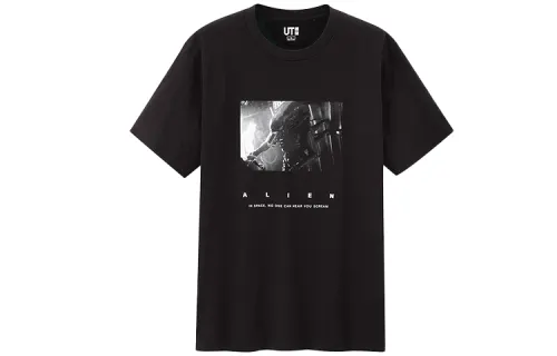 UNIQLO T Shirts Unisex Black Crew Neck Moderate Straight Fit
