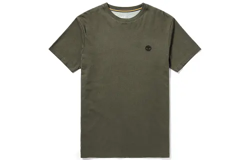 Timberland T Shirts Men's Green Crew Neck Moderate Straight Fit