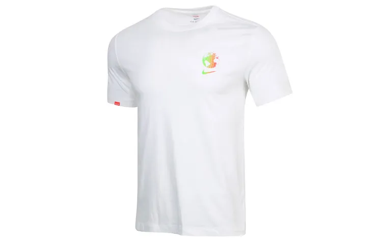 Nike T-Shirts Men's White Crew Neck Moderate Straight Fit