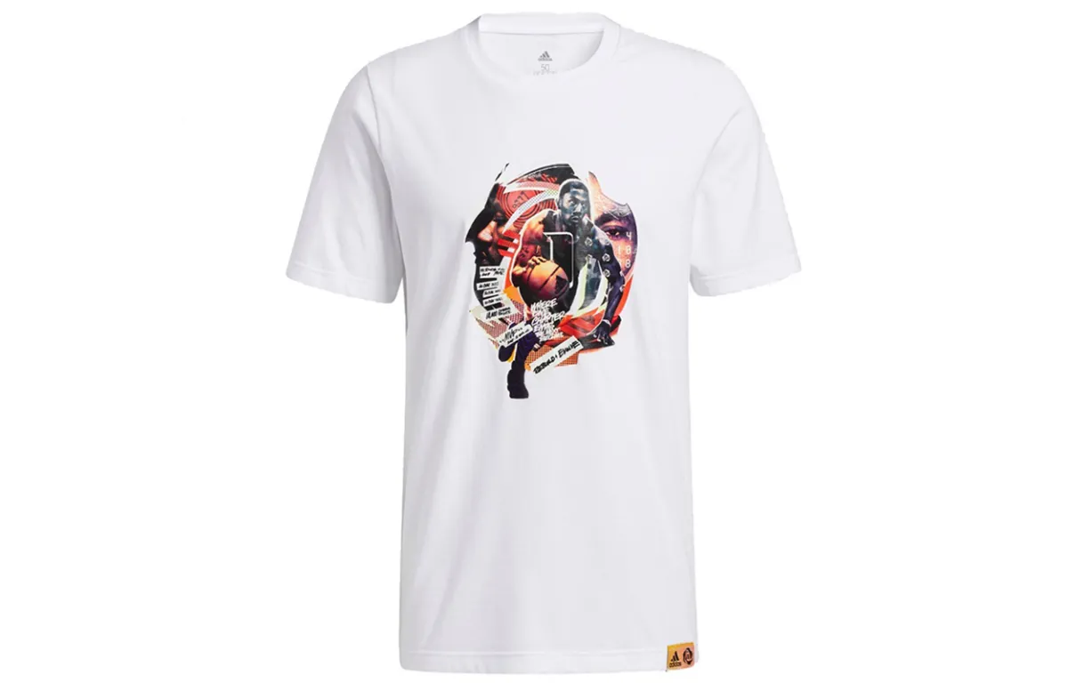 Adidas T-Shirts Men's White Crew Neck Moderate Straight Fit
