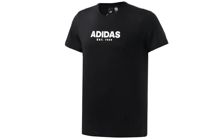 Adidas T-Shirts Men's Black Crew Neck Moderate Straight Fit