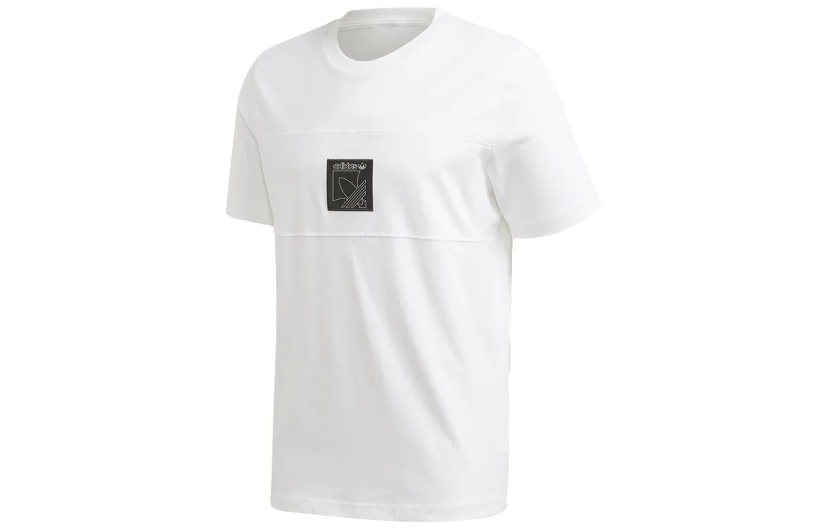 Adidas Originals T-Shirts Men's White Crew Neck Moderate Straight Fit