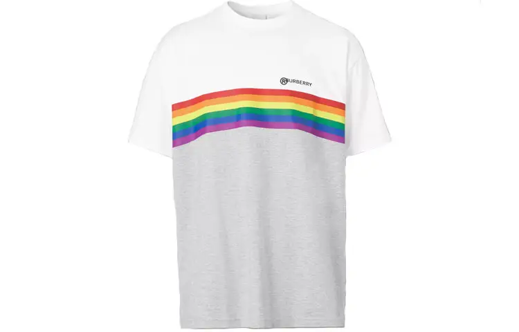 Burberry T Shirts Unisex Gray White Crew Neck Moderate