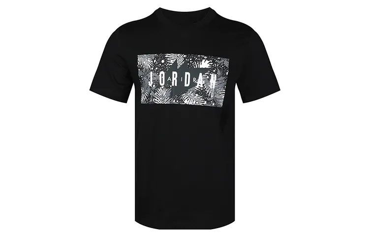Jordan AS MJ POOLSIDE FLORAL CREW T Shirts Men's Black Crew Neck Moderate Straight Fit