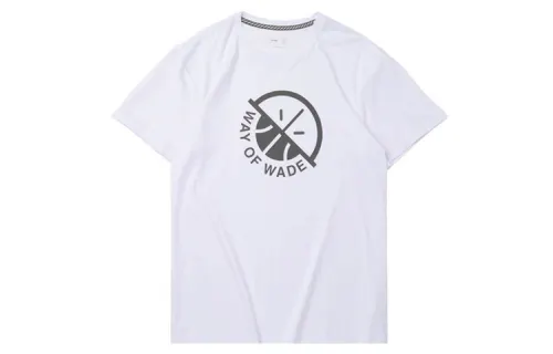 Li Ning T Shirts Men's White Crew Neck Moderate Straight Fit