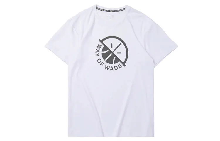 Li Ning T Shirts Men's White Crew Neck Moderate Straight Fit