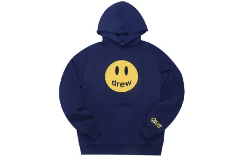 Drew House Smiley Face Collection Mascot Navy Smiley Face Pullover Hooded Fleece Lined Sweatshirt Unisex Royal Blue