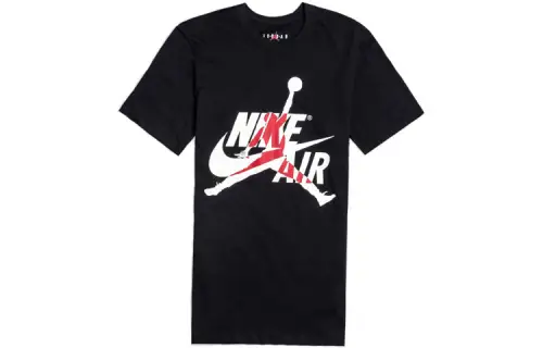 Jordan Air T Shirts Men's Black Crew Neck Moderate Straight Fit