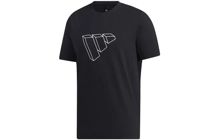 Adidas T-Shirts Men's Black Crew Neck Moderate Straight Fit