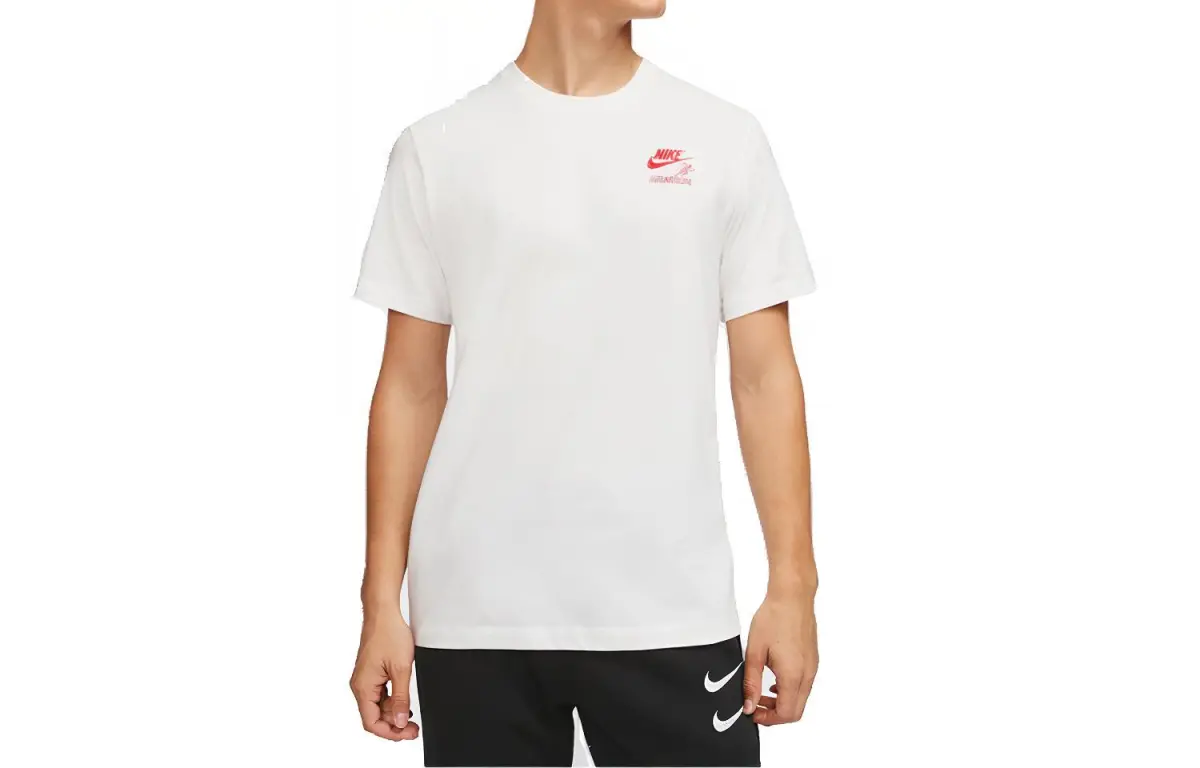 Nike T-Shirts Men's Sail White Crew Neck Moderate Straight Fit