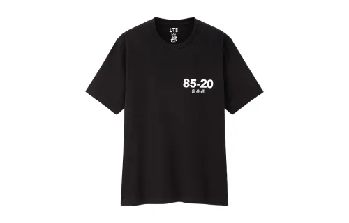 UNIQLO T Shirts Unisex Black Crew Neck Moderate Straight Fit
