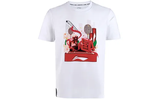 Li Ning T Shirts Unisex White Crew Neck Moderate
