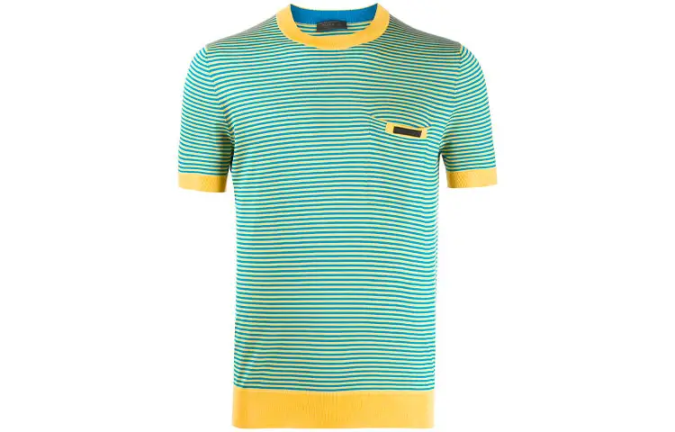 PRADA T Shirts Men's Green Crew Neck Moderate Straight Fit