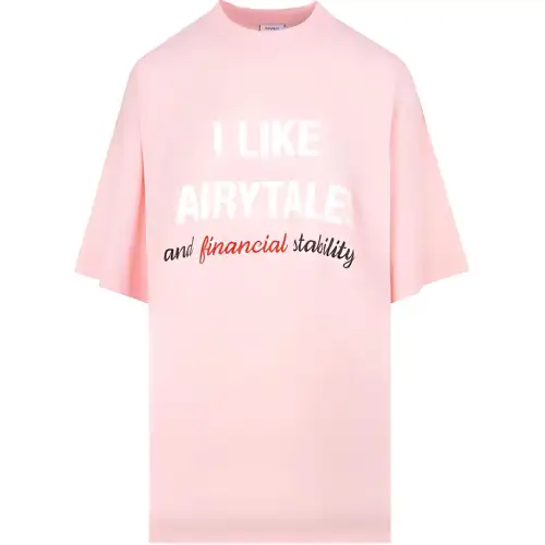 Vetements T Shirts Unisex Pink Crew Neck Moderate
