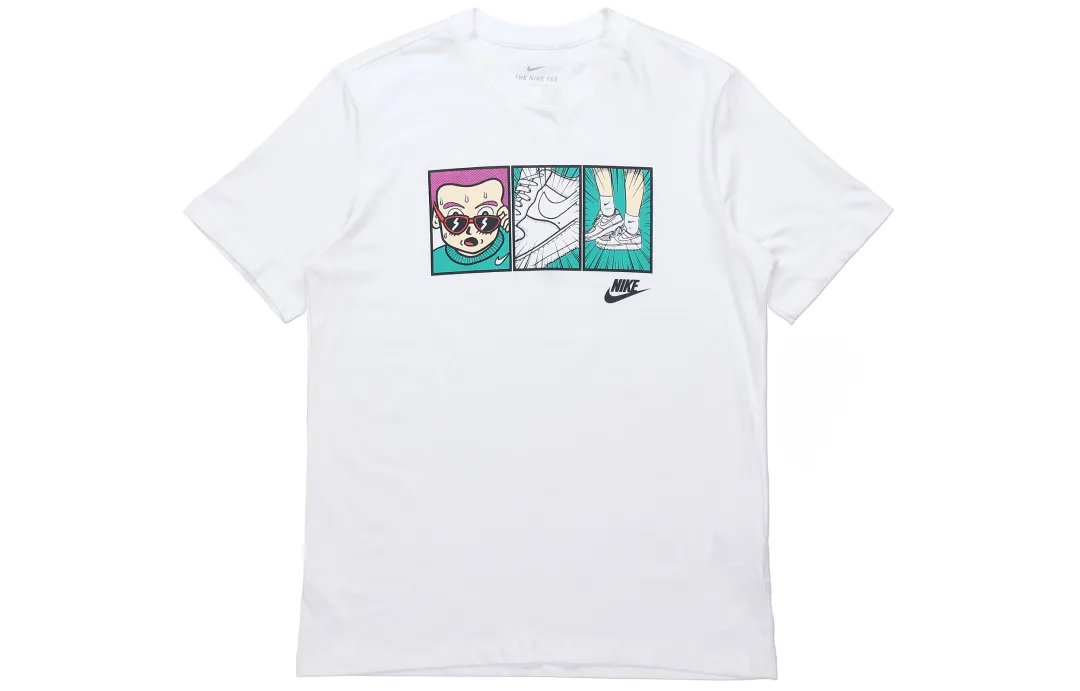 Nike T Shirts Men's White Crew Neck Moderate Straight Fit