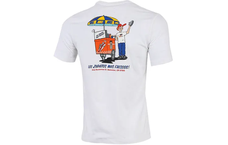 Nike T-Shirts Men's White Crew Neck Moderate Straight Fit