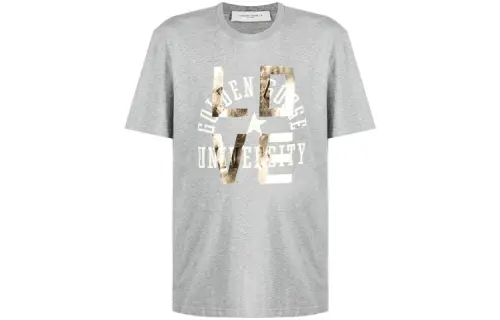 Golden Goose T Shirts Men's Gray Crew Neck Moderate Straight Fit