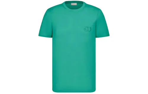 DIOR Quarterly New Products T Shirts Men's Green Crew Neck Moderate Straight Fit