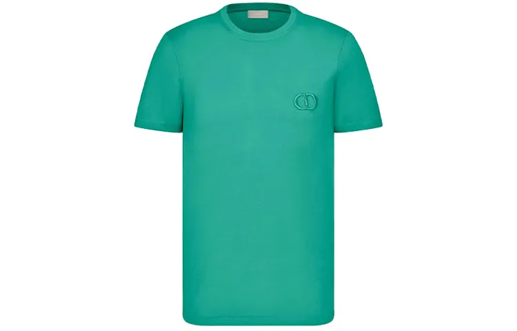 DIOR Quarterly New Products T Shirts Men's Green Crew Neck Moderate Straight Fit