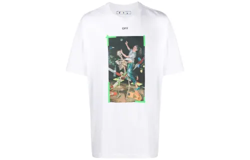 OFF WHITE FW20 T Shirts Men's White Crew Neck Moderate Heavyweight
