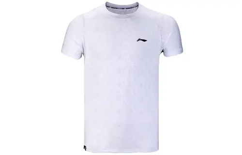 Li Ning T Shirts Men's White Crew Neck Moderate Straight Fit