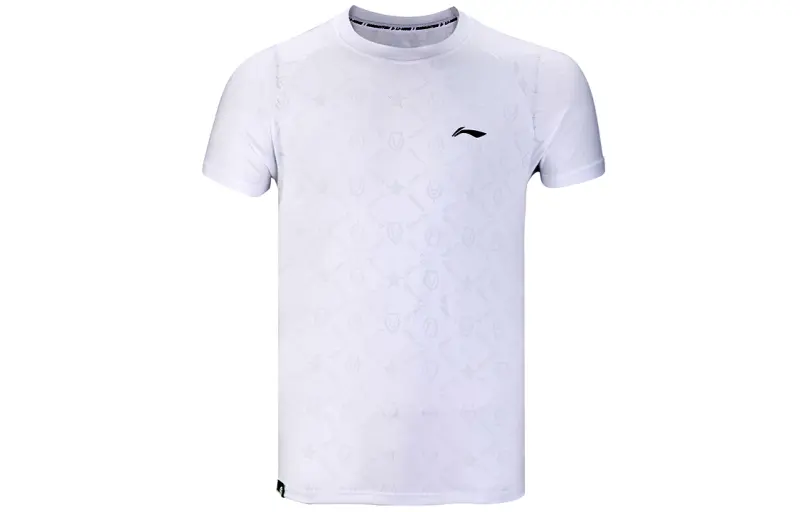 Li Ning T Shirts Men's White Crew Neck Moderate Straight Fit