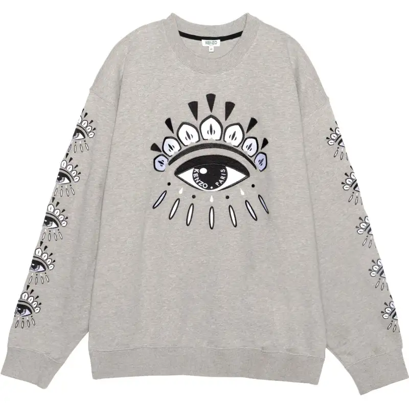 KENZO Sweatshirts Men's Gray Crew Neck Moderate Regular