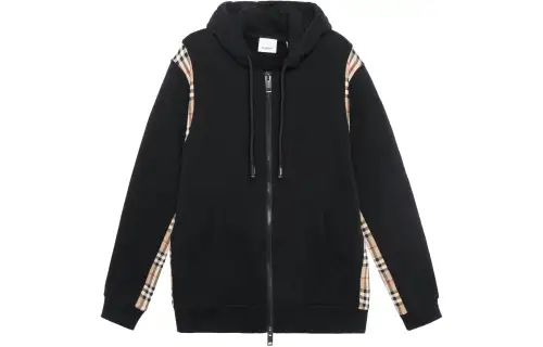 Burberry Men Vintage Check Panel Hoodie Black/Beige