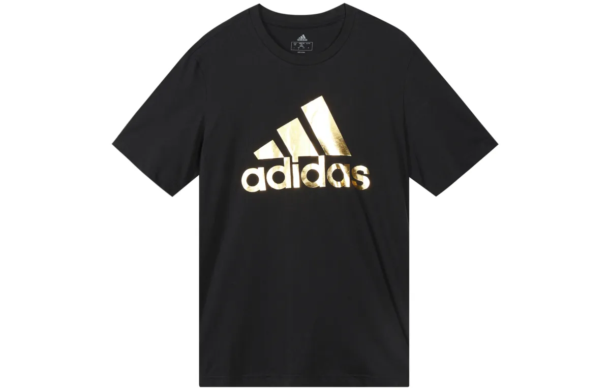 Adidas T-Shirts Men's Black Crew Neck Moderate Straight Fit