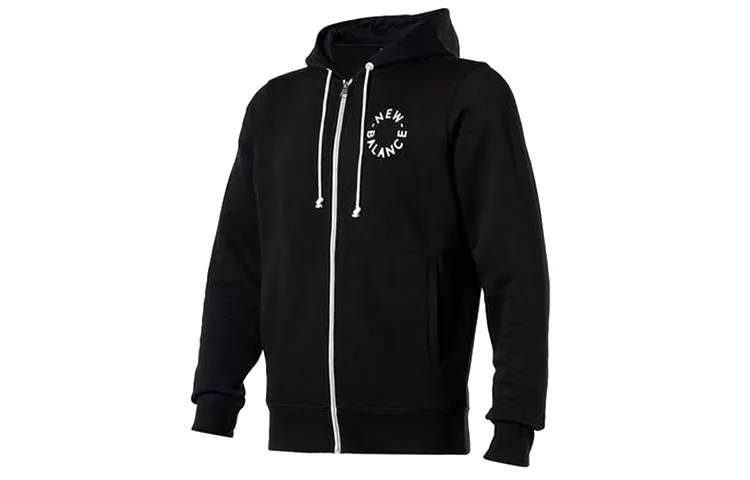 New Balance Sweatshirts Men's Black Hooded Moderate Cardigan