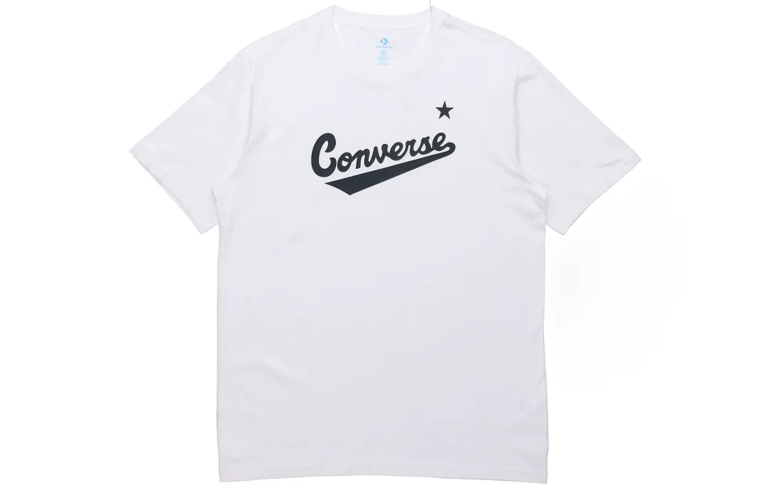 Converse T Shirts Men's White Crew Neck Moderate Straight Fit