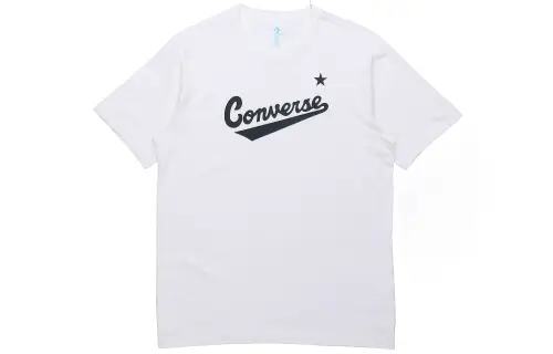 Converse T Shirts Men's White Crew Neck Moderate Straight Fit