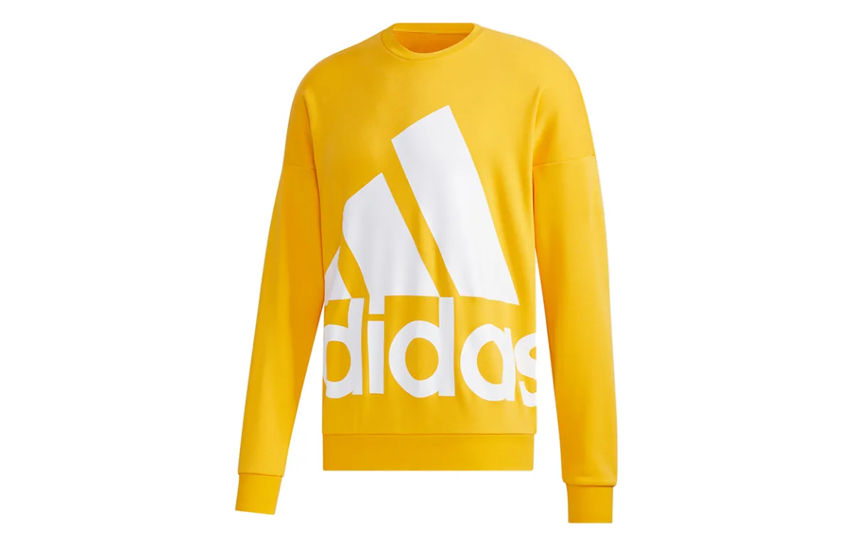 Adidas Sweatshirts Men's Gold Crew Neck Moderate Straight Fit