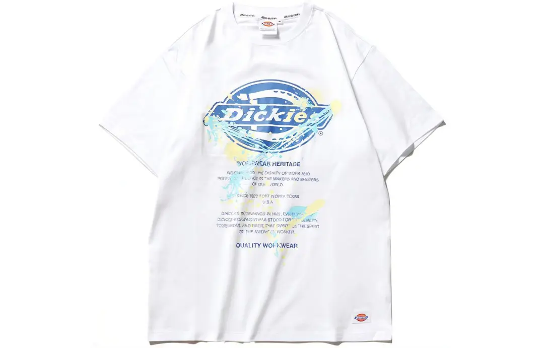 Dickies T Shirts Men's White Crew Neck Moderate Straight Fit