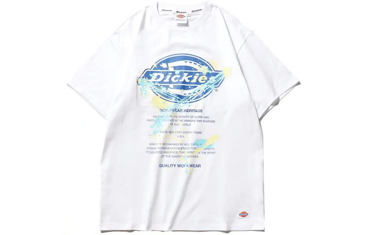 Dickies T Shirts Men's White Crew Neck Moderate Straight Fit
