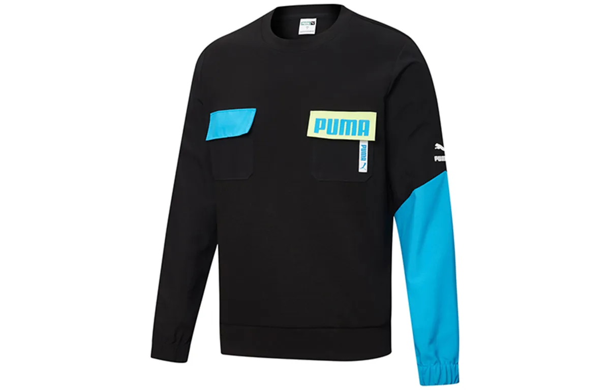 PUMA Sweatshirts Men's Black Crew Neck Moderate Straight Fit