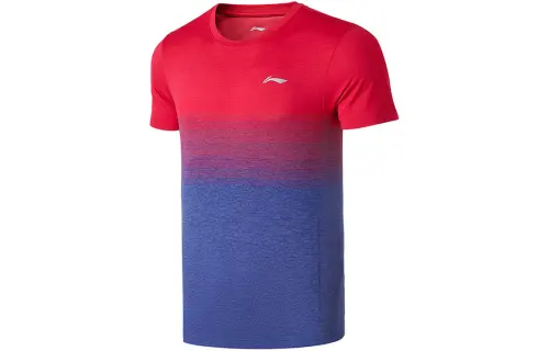 Li Ning T Shirts Men's Red Crew Neck Moderate Straight Fit