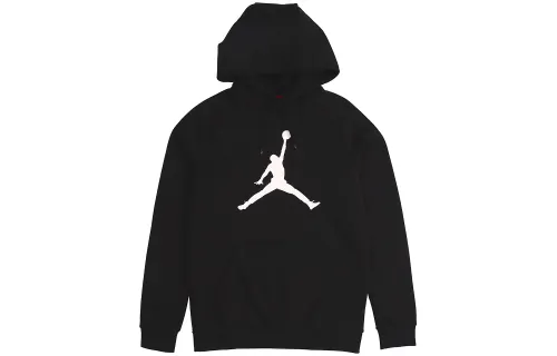 Jordan Print Fleece Lined Pullover Hooded Sweatshirt Winter Men's Black