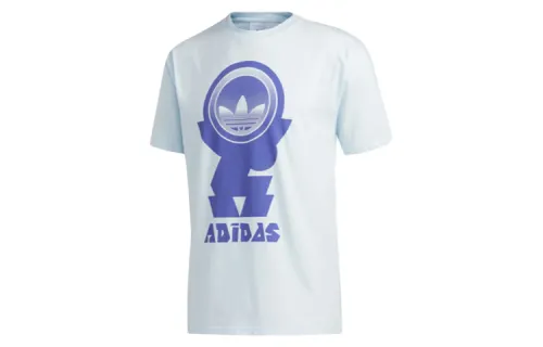 Adidas Originals T Shirts Men's Blue Crew Neck Moderate Straight Fit
