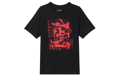 Jordan T Shirts Men's Black Crew Neck Moderate Straight Fit