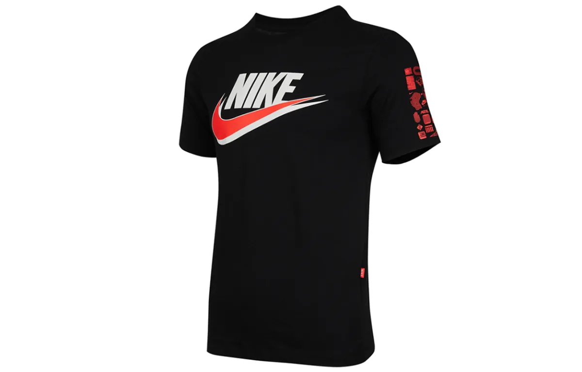 Nike T-Shirts Men's Black Crew Neck Moderate Straight Fit